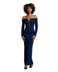 V-Neck Long Sleeve Floor-Length Gown