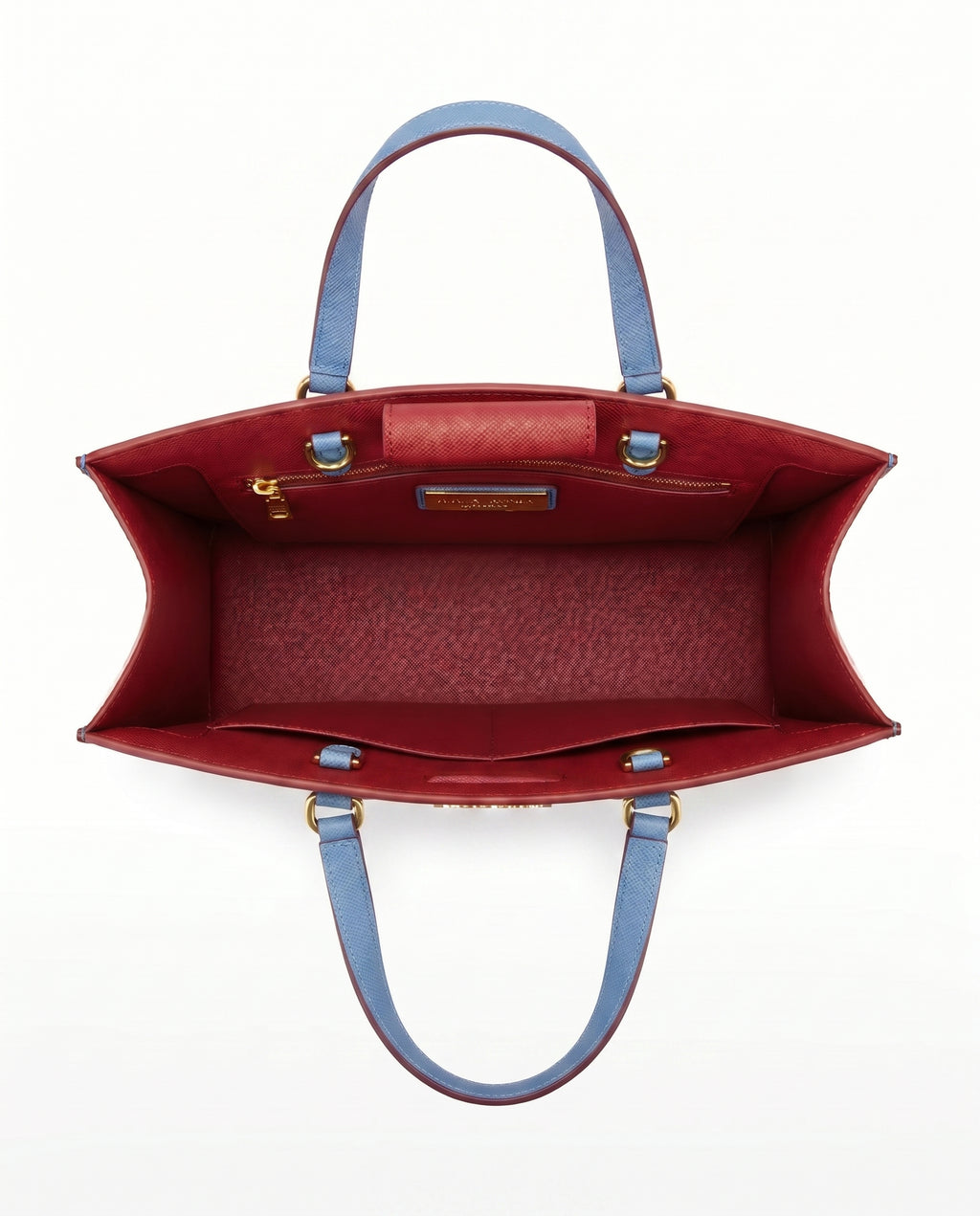LUXE OPULENT TOTE HANDBAG | POWDER BLUE & WINE