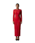 Embroidered Pencil Maxi Dress with Slit